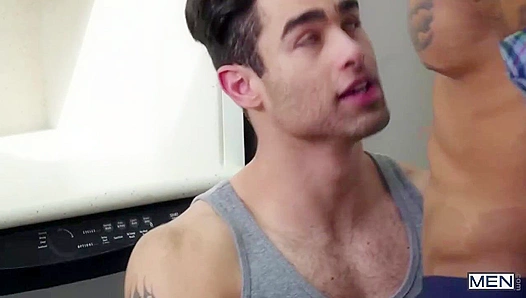 Dominic Rides Lucas Hard in Steamy Kitchen Encounter — Hot Gay Porn Action