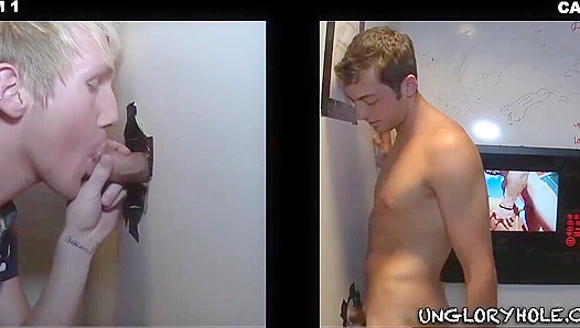 Zac Blake Takes Hayden Chandlers Thick Cock Deep Through the Glory Hole – Wild Blowjob Fun