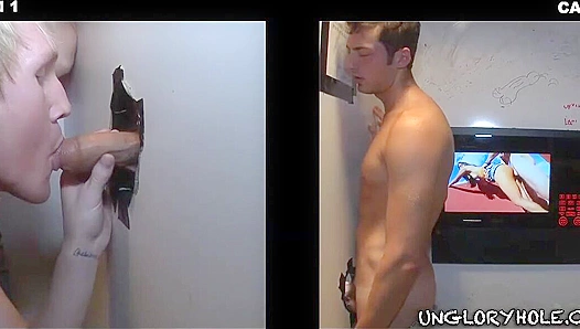 Zac Blake Takes Hayden Chandlers Thick Cock Deep Through the Glory Hole – Wild Blowjob Fun