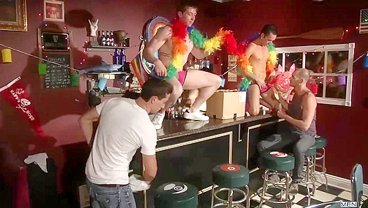 Deep Bottom Rides Huge Cocks in Steamy Cum-Drenched Orgy – BarHeat 18+