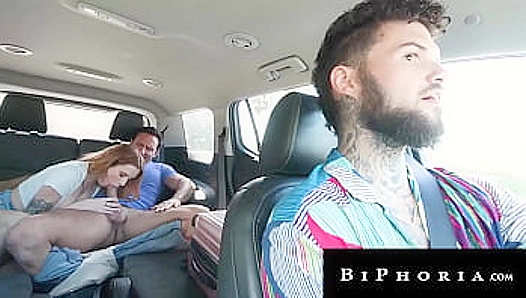 Double Penetration Thrills: Bisexual Hunks Ride Hard for Hungry Hitchhiker – Biphoria