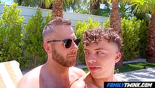Steamy Encounter: Stepdad Tempts Curious Stepson by the Pool – Forbidden Desires Unfold