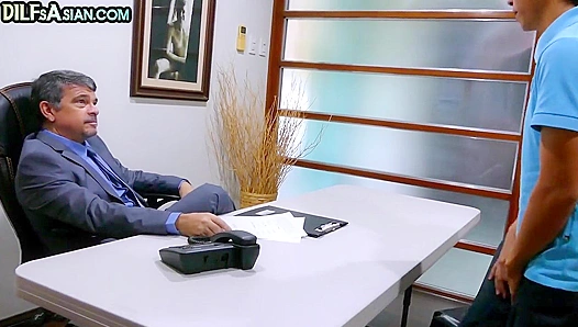 Dominant Daddy Fucks Willing Boy Hard in Steamy Office Ride – No Condom Allowed
