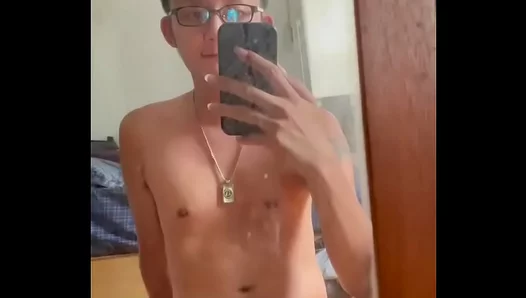 Slender Asian Boy JERKS OFF While Admiring His Naked Body – Hot Solo Action! 18+