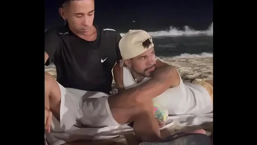 Skinny Teen Goes Wild on Beach—Deep Throating a Hairy Daddys Pole – InterracialGaySex