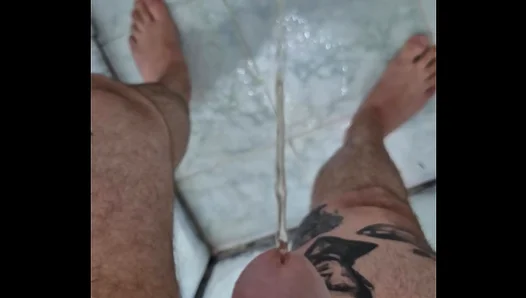 Brazilian Beauty JERKS PEES Live — Slow Motion Glory Hole Action