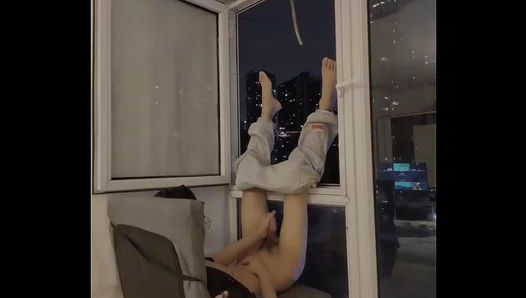 Slim Student JERKS OFF by the Window – HOT NATURAL BLOWJOB Ends in LOAD! – 18+