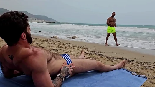 Horny Muscle Latinos Arabs Fuck Hard on the Beach – Bareback Blowjob Action