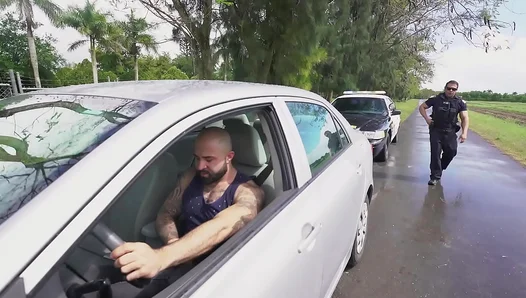 Huge Buff Cop Claims Horny Exhibitonist in Steamy Outdoor Ride – 18+