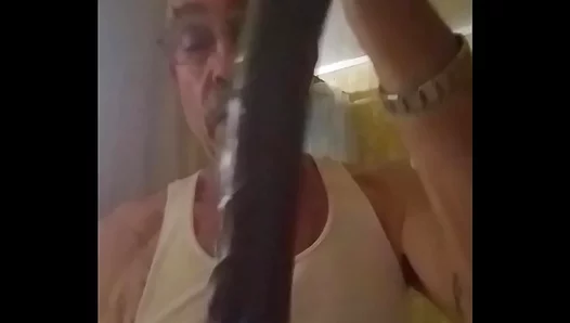 Craving Depth: Old School Gay Bear Takes Huge Silicone Cock Hard – XXX