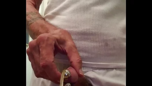 Piss Play Pleasure: Amatuer Bottom Enjoys PA Plug Golden Shower Fun – HotGayClips 18+