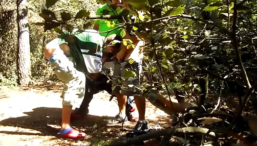 Steamy Park Encounter: Bold Outdoor Gay Threesome Full of Heat – 18+
