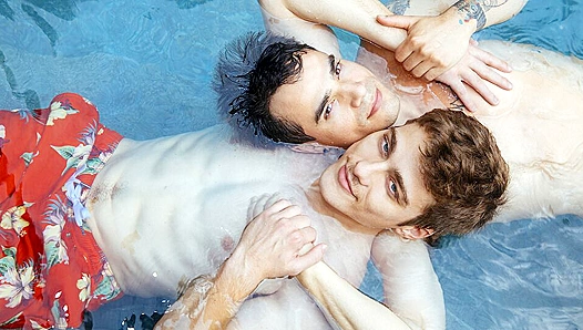 Blake Mitchell Gags on Levi Karters Huge Cock Poolside – Wild Bareback Ride