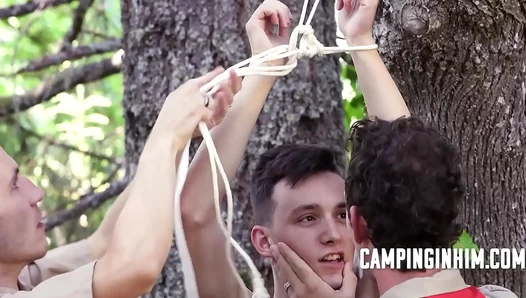 Rough Outdoor threesome: Alpha Males Claim Him at Camp – 18+