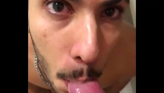 Young Hungstud Gags on Thick Cock, Swallows Heavy Load — AmateurGayAction 18+