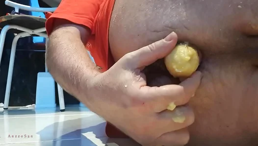AnzzoSan Goes All In: Wet Banana Ass Play in Steamy Gay Action – 18+