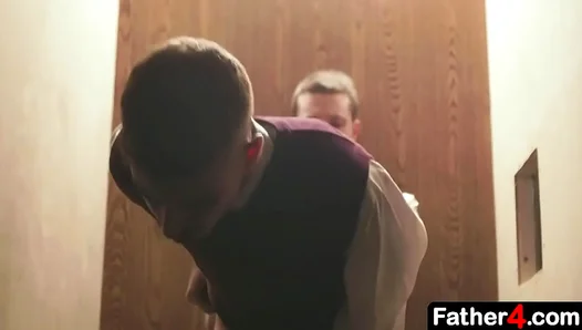 Teen Temptation: Holy Boy Sins Hard with Best Friend in Confessional – 18+