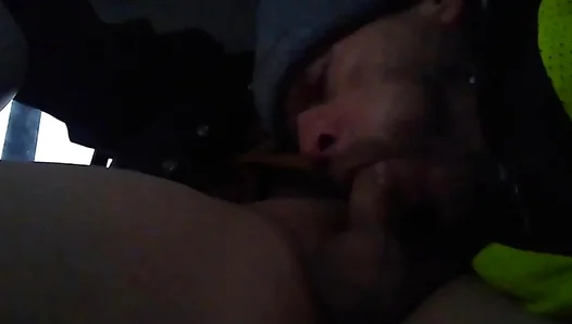 Moaning Through a Steamy Car Blowjob as Vocal Daddy Explodes – Amateur Action