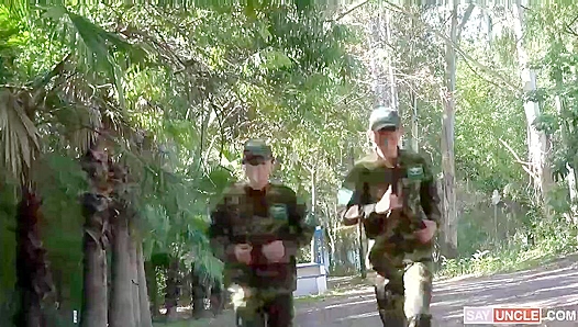 Triple Heat: Three Horny Soldiers Share One Massive Shaft – Rough MFM Fun 18+