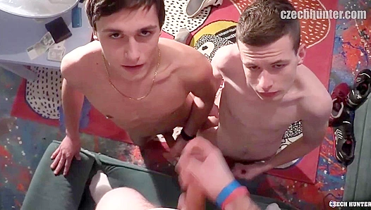 Czech Twink Battle for Hard Cock Turns into Steamy Blowjob Frenzy – 18+