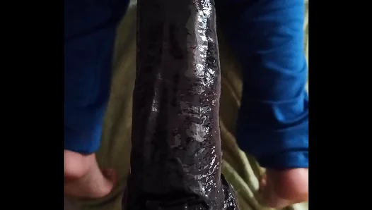 He Cant Stop: Amatuer Swallows Huge Dildo in Hot Solo Session – 18+