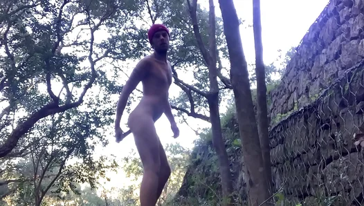Naked Thrills: Guy Takes Huge Dildo Outdoors – Public Risk Raw Pleasure – GayExhil 18+