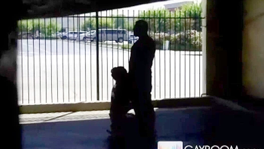 Steamy Encounter: Two Men Share Passionate Blowjobs in Dark Parking Garage – GayXXX