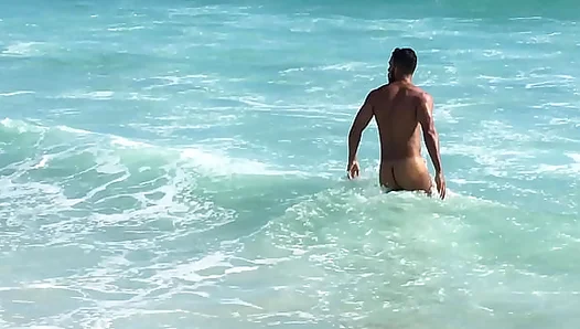 Sun-Kissed Temptation: Nude Guys Flirt Tease by the Riverbank – 18+