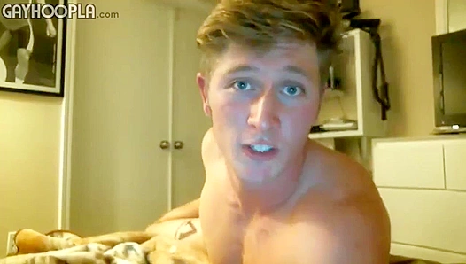 Blonde Stud Teases Himself, Gripping His Rock-Hard Cock – GayHooplea