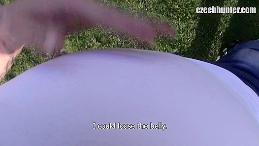 Blonde Bottom Gets Creamed Outdoors by Busty Czech Top – HornyHunter POV